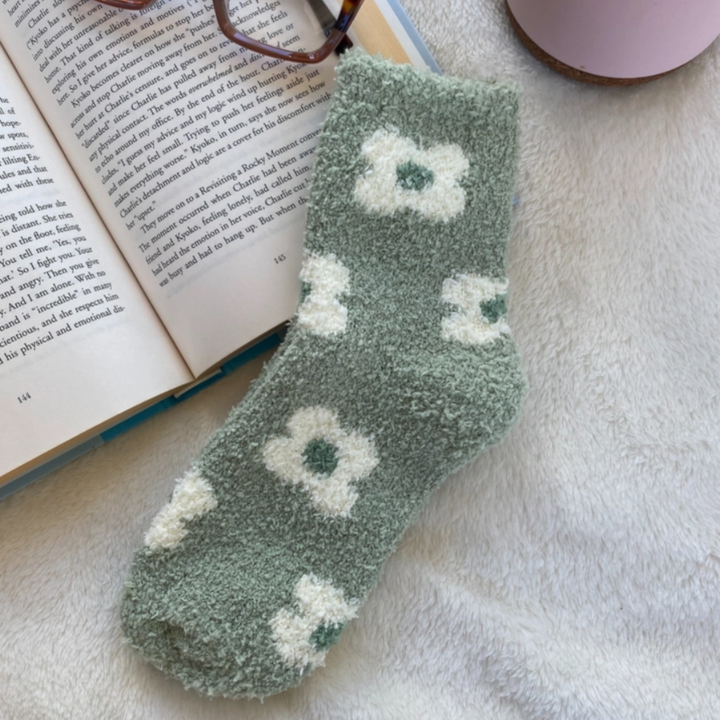 Floral Fuzzy Socks