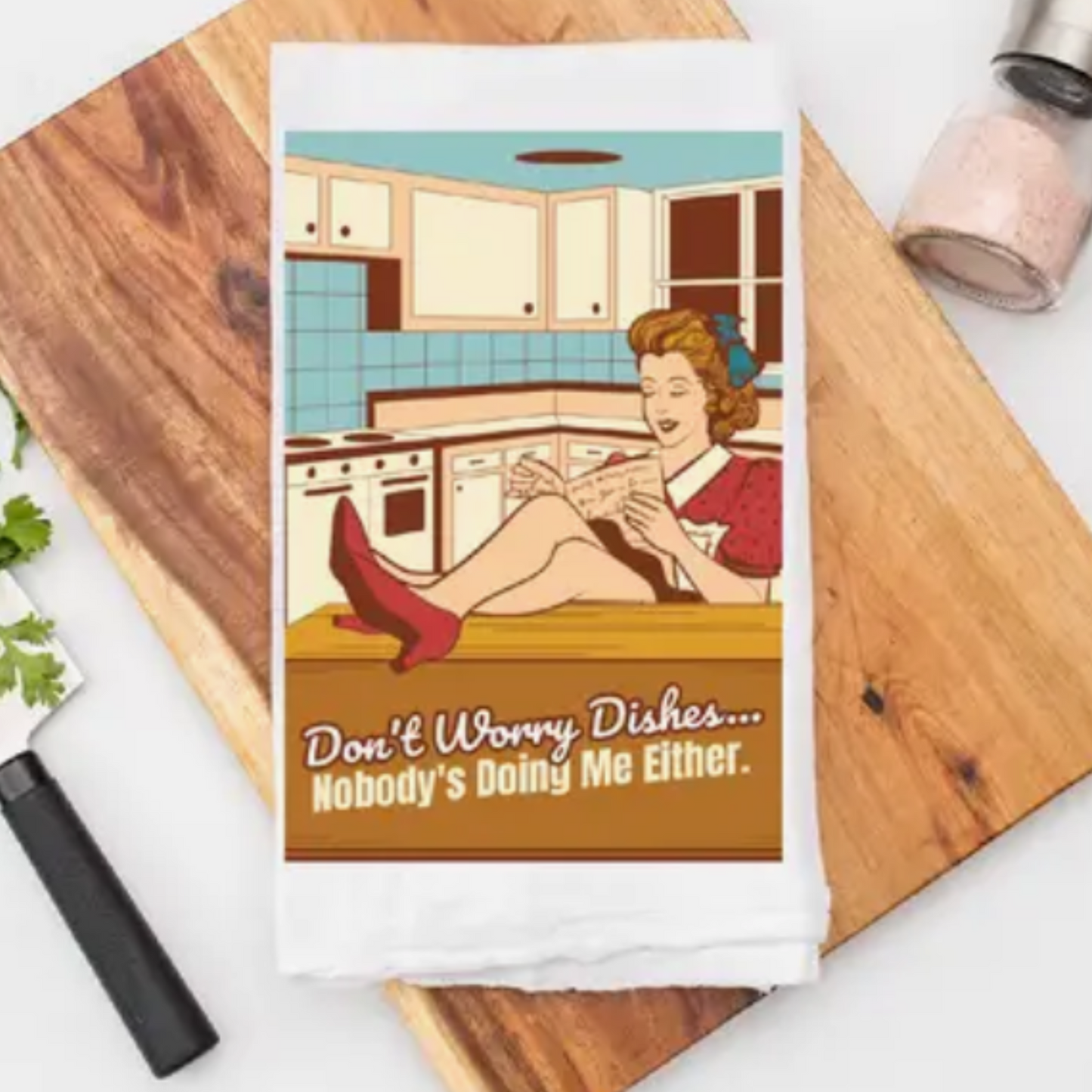 Don't Worry Dishes Tea Towel